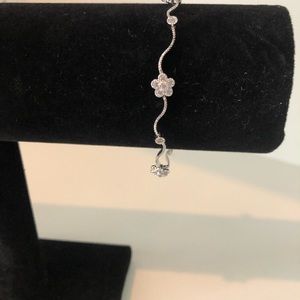 Sterling Silver and Tiny Diamond Bracelet